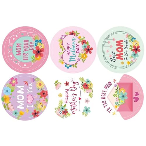 Dekorative Aufkleber "Happy Mother's Day", 2,5 cm, Verpackungsetiketten für Siegel, Umschläge, Karten, Verpackungen, 500 Stück von QIYUDUOLA