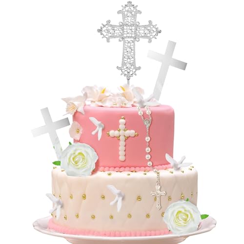 Tortenstecker Kommunion, 12 PCS Taufe Tortendeko, Taufe Cake Topper, Kuchen Deko Taufe, Cake Topper Kommunion, Cake Topper Firmung, Thema Kuchendekorationen, Taufdekoration für Jungen und Mädchen von QIZHIQIAMY