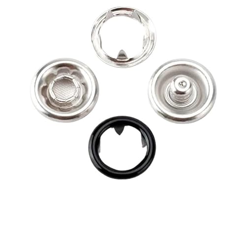 QJFORU Metall-Druckknopf-Set, Nieten for Kleidung, 20 Stück, Edelstahl, fünfzackige Schnalle, Druckknöpfe for Kleidung, Druckknöpfe for Kleidung, Kleidungsknöpfe for DIY-Knöpfe(Black) von QJFORU