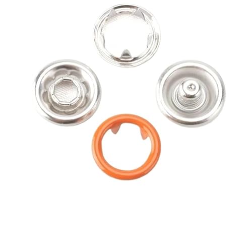 QJFORU Metall-Druckknopf-Set, Nieten for Kleidung, 20 Stück, Edelstahl, fünfzackige Schnalle, Druckknöpfe for Kleidung, Druckknöpfe for Kleidung, Kleidungsknöpfe for DIY-Knöpfe(Orange) von QJFORU