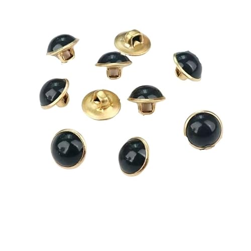 QJFORU Perlenknöpfe, Mantelknöpfe, 10 Stück, 10 mm, Kristallperle, Kupfer-Ösenknöpfe, Metallrückseite, Nähknöpfe for Kleidung, Kleid, DIY-Dekoration(Black) von QJFORU