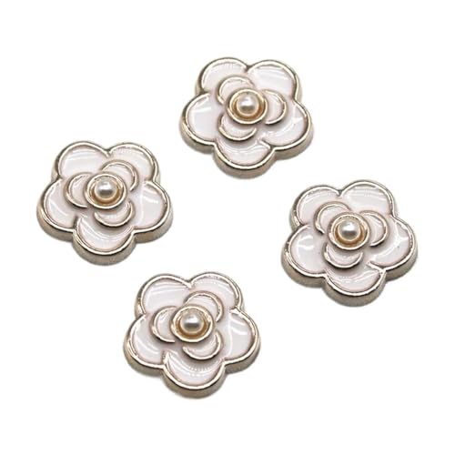 QJFORU Perlenknöpfe, Mantelknöpfe, 10 Stück goldene Perlen-Blume/Schleife/Herz-Knopf mit Flacher Rückseite, gehobene Hausgarten-Bastelarbeiten, Cabochon, Scrapbooking, Kleidungszubehör(30pcs-j) von QJFORU