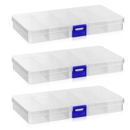 3 Stk Plastik Sortierboxen für Kleinteile, Kleine Aufbewahrungsbox mit verstellbaren Fächern, Sortimentsboxen, 15 Fächern Sortierkasten mit Deckel für Perlen Schmuck Ohrringe Schrauben Organizer Box von QJKEJI