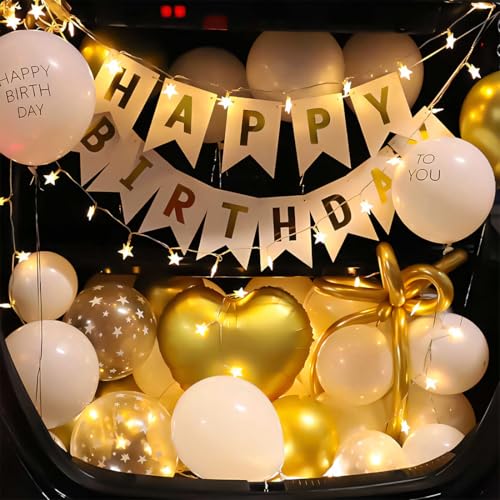 Auto Bogen Garage Dekoration, Auto Kofferraum Dekoration Kit, Ballon Banner Star Lights, Heiratsantrag Überraschung Geständnis Valentinstag leuchtende Ballon Geburtstag Ballon (Geburtstag) von QJXWGPRQ