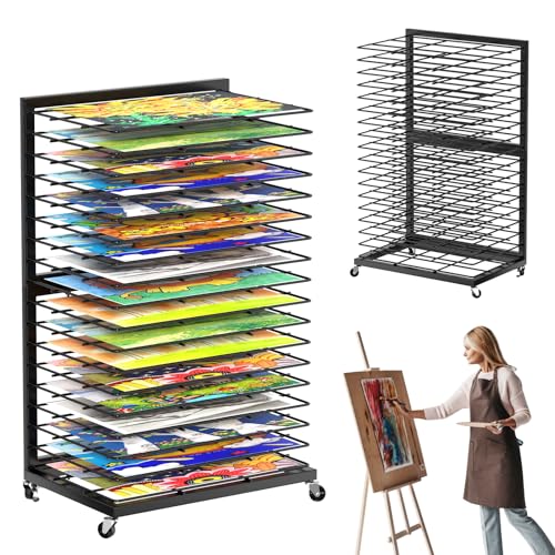 QKOSMTL Kunst-Trockenständer zum Malen, 18 abnehmbare Regale, mobiles Kunststudio-Display-Rack, stabiles Metall, Höhe 65,8 cm, Regale 27,9 x 40,6 cm von QKOSMTL