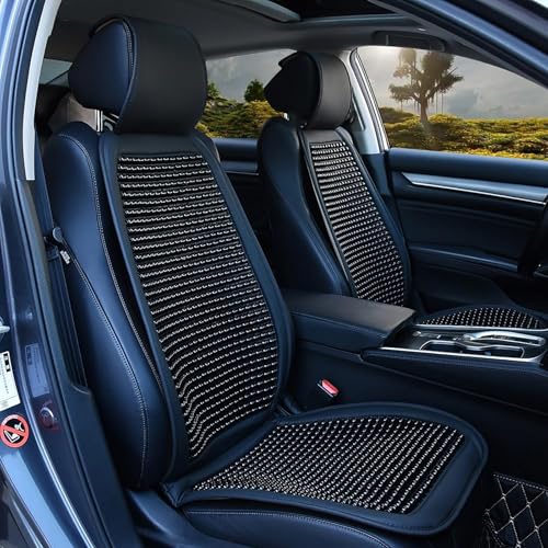 QLEQMZTV für Audi S7 2021 2022 Universalle Auto Sitzbezug mit Massage, 1 Stück Coole Atmungsaktive Autositzbezüge Sitzauflage Vordersitze Holzperlen Sommer Sitzauflage,A/Black von QLEQMZTV