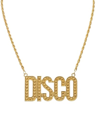 QLEUIFT 1 pcs Disco Zeichen Halskette Hip Hop Goldkette Halsband Disco Anhänger Halskette 80er 90er Rapper Goldkette für Männer Frauen Mottoparty Karneval Party Cosplay Zubehör von QLEUIFT