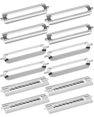 QLEUIFT 12 pcs Sparschäler Kompatibel mit Tupperware Ersatzklinge Sparschäler Kompatibel mit Tupper Ersatzklinge Profi-Schäler-Ersatzklinge mit Oberflächenschliff, 3 Arten von Ersatzklingen von QLEUIFT