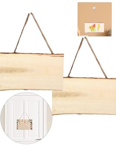 QLEUIFT 2 pcs Holz für Brandmalerei Holzschild zum Aufhängen Unfertiges Blanko Holzschild Türschild mit Gravur Rechteckiges Hängendes Holzschild mit Juteseil Hängende Dekorative Holztafel Holzbrett von QLEUIFT