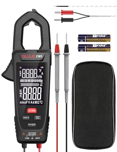 QLUUE Clamp Meter Stromzange Multimeter AC/DC-Spannungstest, Instrument mit automatischem Spannungsprüfer NCV-Test, Messen von Strom, Spannung, Temperatur, Kapazität, Widerstand, Durchgang von QLUUE