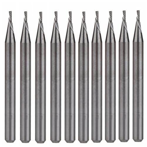 QMEMYUYCM 10 teile/satz 1.0x3mm Wolfram Solid Carbid Einzelne Flöte Spitzenbits Linke Hand Daunen-Schneidwerkzeuge Linke Schneidbits bisschen von QMEMYUYCM