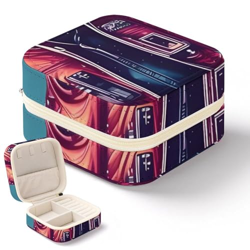 QMKFWT Cooler Mann im Weltraum Galaxie-Schmuckschatulle, Mini-Schmuck-Reise-Boxen, kleiner Schmuck-Organizer für Ringe, Ohrringe, Anhänger, Halsketten, Organizer, Aufbewahrungsbox, Geschenk von QMKFWT