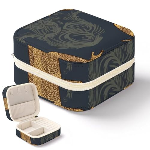 QMKFWT Gecko Eidechsen-Schmuckschatulle, Mini-Reise-Box, kleiner Schmuck-Organizer für Ringe, Ohrringe, Anhänger, Halsketten, Organizer, Aufbewahrungsbox, Geschenk von QMKFWT