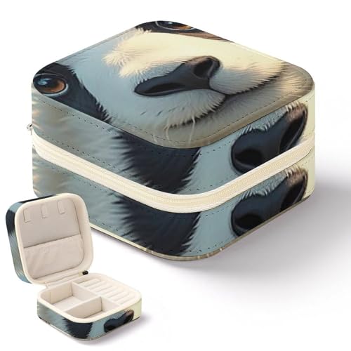 QMKFWT Mini-Schmuckkästchen mit Anime-Panda-Motiv, tragbar, Reise-Box, kleiner Schmuck-Organizer für Ringe, Ohrringe, Anhänger, Halsketten, Organizer, Aufbewahrung, Etui, Geschenk von QMKFWT