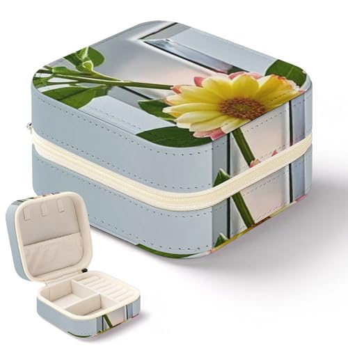 QMKFWT Mini-Schmuckkästchen mit Blumenzweigen am Kreuz, tragbar, Reise-Box, kleiner Schmuck-Organizer für Ringe, Ohrringe, Anhänger, Halsketten, Organizer, Aufbewahrungsbox, Geschenk von QMKFWT