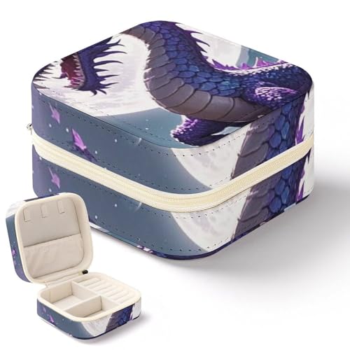 QMKFWT Mini-Schmuckkästchen mit Drachen-Motiv, tragbar, Reise-Box, kleiner Schmuck-Organizer für Ringe, Ohrringe, Anhänger, Halsketten, Organizer, Aufbewahrung, Etui, Geschenk von QMKFWT