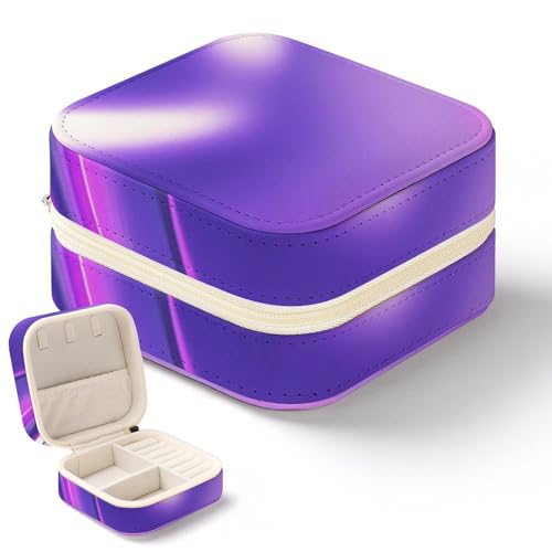 QMKFWT Mini-Schmuckkästchen mit violetten Herzen, tragbar, Reise-Box, kleiner Schmuck-Organizer für Ringe, Ohrringe, Anhänger, Halsketten, Organizer, Aufbewahrung, Etui, Geschenk von QMKFWT