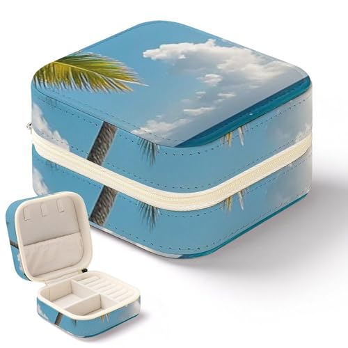 QMKFWT Mini-Schmuckschatulle im hawaiianischen Stil, tragbar, Reise-Box, kleiner Schmuck-Organizer für Ringe, Ohrringe, Anhänger, Halsketten, Organizer, Aufbewahrung, Etui, Geschenk von QMKFWT