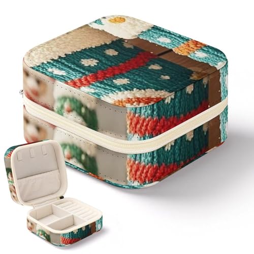 QMKFWT Niedliche Weihnachtssocken-Schmuckschatulle, Mini-Reiseboxen, kleiner Schmuck-Organizer für Ringe, Ohrringe, Anhänger, Halsketten, Organizer, Aufbewahrung, Etui, Geschenk von QMKFWT