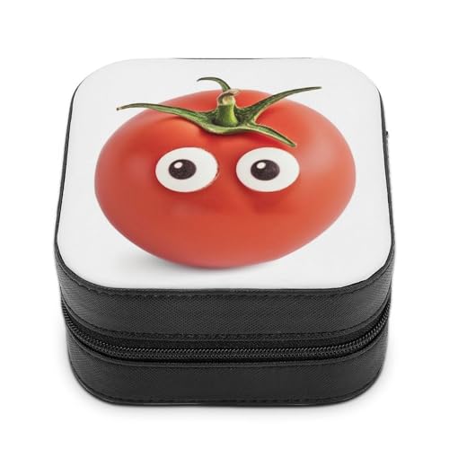 QMKFWT Schmuckkästchen "I Love You from My Head", Tomaten, PU-Leder, personalisierbar, kleine Schmuckschatulle, tragbar, Mini-Schmuckschatulle für Ohrringe, Ringe, Halsketten, tragbare Geschenkidee von QMKFWT