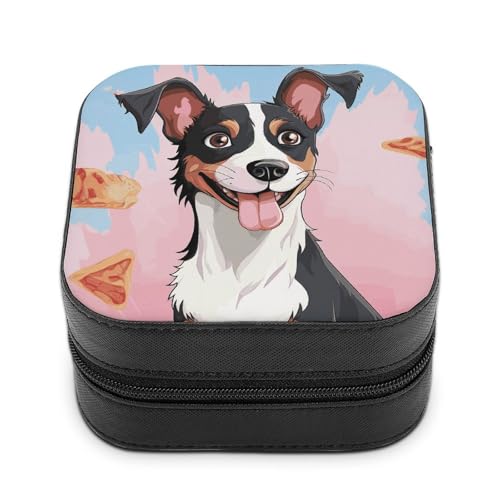 QMKFWT Schmuckkästchen mit Rat Terrier, PU-Leder, Schmuck-Organizer, kleine Schmuckschatulle, tragbar, Mini-Schmuckkästchen für Ohrringe, Ringe, Halsketten, tragbare Geschenkidee von QMKFWT