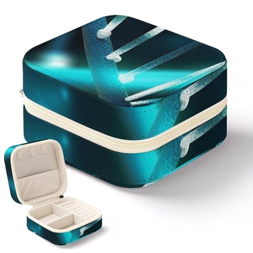 QMKFWT Science Gene Strang-Schmuckschatulle, Mini-Reise-Box, kleiner Schmuck-Organizer für Ringe, Ohrringe, Anhänger, Halsketten, Organizer, Aufbewahrung, Etui, Geschenk von QMKFWT