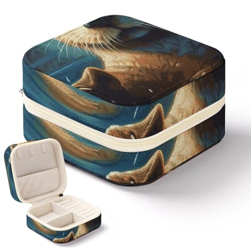 QMKFWT Sea Otters Schmuckkästchen für Malerei, Mini-Schmuck-Reise-Boxen, kleiner Schmuck-Organizer für Ringe, Ohrringe, Anhänger, Halsketten, Organizer, Aufbewahrungsbox, Geschenk von QMKFWT