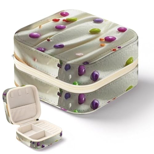 QMKFWT Süßes Eiscreme-Schmuckkästchen, Mini-Reise-Boxen, kleiner Schmuck-Organizer für Ringe, Ohrringe, Anhänger, Halsketten, Organizer, Aufbewahrung, Etui, Geschenk von QMKFWT