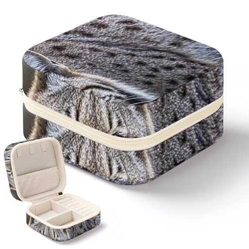 QMKFWT Wilder Bobcat Mini-Schmuckkästchen, tragbar, Reiseboxen, kleiner Schmuck-Organizer für Ringe, Ohrringe, Anhänger, Halsketten, Organizer, Aufbewahrung, Etui, Geschenk von QMKFWT