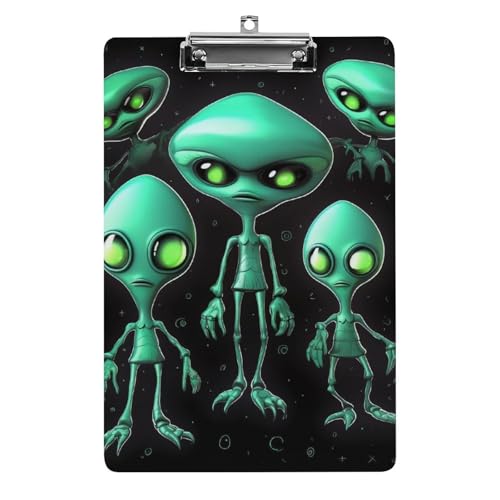 Aliens Klemmbrett Acryl Klemmbrett A4 Klemmbretter Briefgröße Klemmbretter Büro Klemmbrett Menü Klemmbrett Formulare Halter UV-Druck Klemmbrett für Zuhause von QMNVBDS