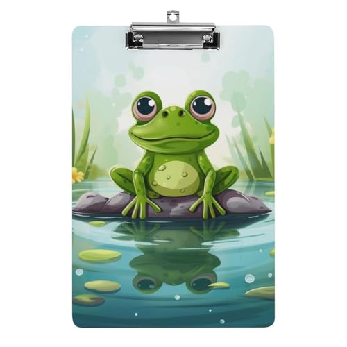 Klemmbrett Frosch im Teich Acryl Klemmbrett A4 Klemmbretter Briefgröße Klemmbretter Büro Klemmbrett Menü Klemmbrett Formulare Halter UV-Druck Klemmbrett für Zuhause von QMNVBDS