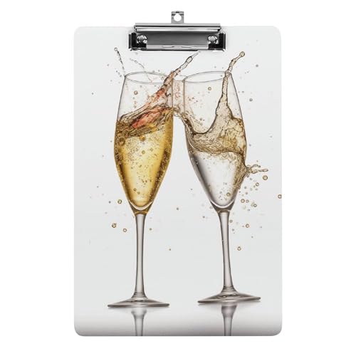 Klemmbrett für Champagnergläser, Acryl-Klemmbrett, A4-Klemmbretter, Briefgröße, Klemmbretter, Büro-Klemmbrett, Menü-Klemmbrett, Formulare, Halter, UV-Druck, Klemmbrett für Zuhause von QMNVBDS