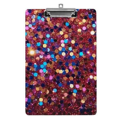 Klemmbrett mit Glitzermuster, Acryl-Klemmbrett, A4-Klemmbretter, Briefgröße, Klemmbretter, Büro-Klemmbrett, Menü-Klemmbrett, Formulare, Halter, UV-Druck, Klemmbrett für Zuhause von QMNVBDS