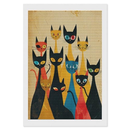 QMNVBDS A Group of Cats Diamond Painting Diamond Art Kits for Adults Round Dirll Diamond Painting Kit Diamond Painting Kits for Adults Beginners Gem Art DIY 5D Diamond Art Kits 20,3 x 30,5 cm von QMNVBDS