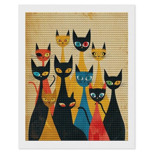 QMNVBDS A Group of Cats Diamond Painting Diamond Art Kits for Adults Round Dirll Diamond Painting Kit Diamond Painting Kits for Adults Beginners Gem Art DIY 5D Diamond Art Kits 40.6 cmx50.8 cm von QMNVBDS