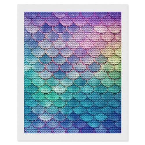 QMNVBDS Dreamy Gradient Scales Diamond Painting Diamond Art Kits für Erwachsene, rund, Dirll Diamond Painting Kit, Diamant-Malerei-Set für Erwachsene, Anfänger, Edelsteinkunst, DIY, von QMNVBDS