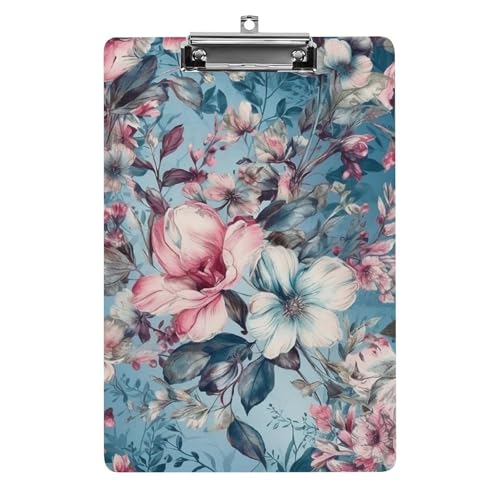 Romantisches Klemmbrett mit natürlichen Blumen, Acryl-Klemmbrett, A4-Klemmbretter, Briefgröße, Klemmbretter, Büro-Klemmbrett, Menü-Klemmbrett, Formulare, Halter, UV-Druck, Klemmbrett für Zuhause von QMNVBDS