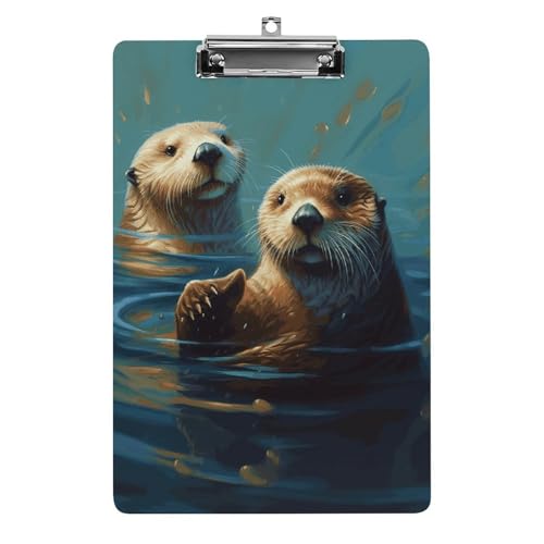 Sea Otters Mal-Klemmbrett aus Acryl, A4-Klemmbretter, Briefgröße, Klemmbretter, Büro-Klemmbrett, Menü-Klemmbrett, Formulare, Halter, UV-Druck, Klemmbrett für Zuhause von QMNVBDS