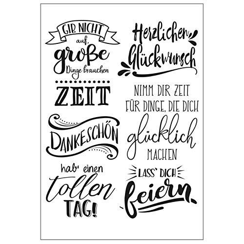 QMZ Silikon Stempel Klar, Deutsche Texte Transparent Klarer Silikonstempel Blatt Scrapbooking Fotoalbum DIY Weihnachten Valentinstag Thanksgiving Geschenke von QMZ