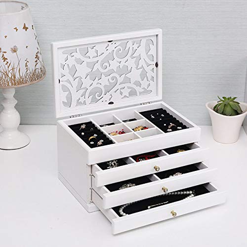 QOHNK Massivholz Schmuckschatulle aus Holz High-End-Veranstalter Schmuckschatulle Ehe Urlaub Geschenk Make-up Aufbewahrungsbox von QOHNK