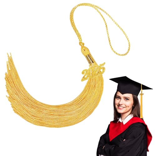 2025 Gold Graduation Quaste: Quaste für Abschluss-Kappe 2025, Klasse 2025, Quasten-Charm-Dekoration, Charm-Zeremonien, Zubehör für Absolventen, 1 Stück mit goldenem Datum von QOIUSO