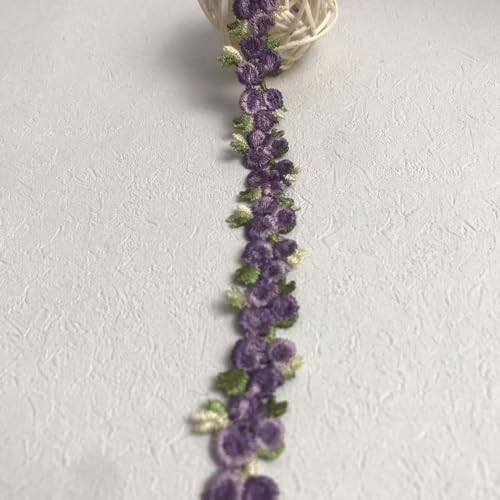 Spitzenzubehör for Kleidung, 1,2 cm ethnische Stickereiblumen, handgefertigt, dekorative DIY-Vorhangstoffe, Kleidungsmaterialien.(Purple) von QOMJSDLP