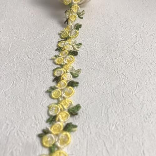 Spitzenzubehör for Kleidung, 1,2 cm ethnische Stickereiblumen, handgefertigt, dekorative DIY-Vorhangstoffe, Kleidungsmaterialien.(Yellow) von QOMJSDLP