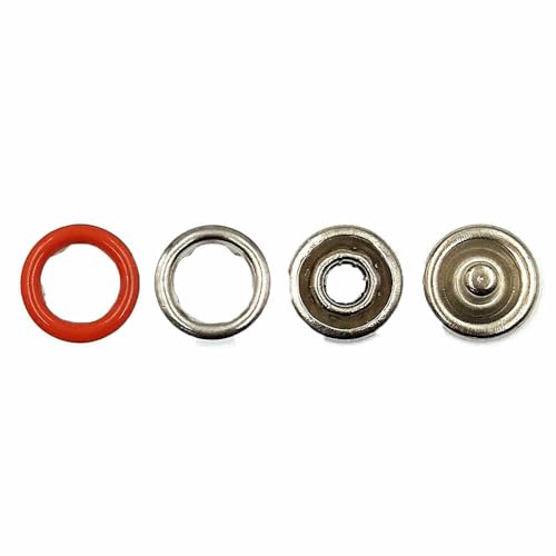 10–100 Sets 9,5 mm Metall-Druckknopfverschlüsse mit Zinken, Druckknopfnieten, hohler Zinkenring für Kleidung, Kleidungsstücke, Nähtaschen, Schuhe, Orange, 10 Stück von QOVBD