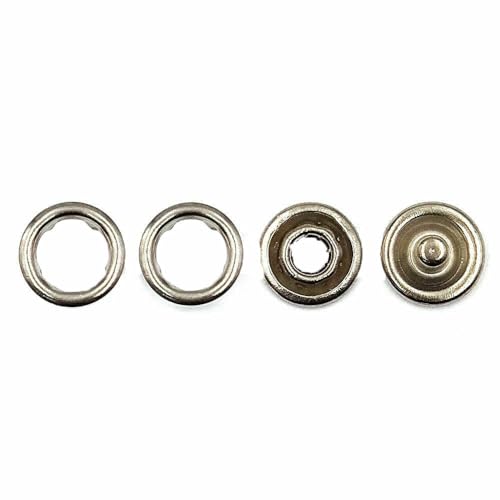 10–100 Sets 9,5 mm Metall-Druckknopfverschlüsse mit Zinken, Druckknopfnieten, hohler Zinkenring für Kleidung, Kleidungsstücke, Nähtaschen, Schuhe, Silber, 30 Stück von QOVBD