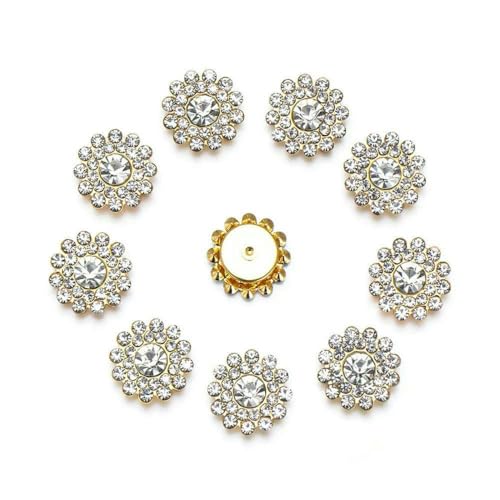 10 Stück 16 mm Strass-Schneeflockenknöpfe DIY Basteln Flatback-Beschichtung Perlenschnalle Kleidung Dekoration Haarnadel Zubehör-weiß von QOVBD