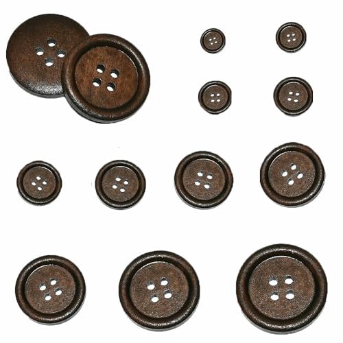 10 Stück 30 Stück 10 mm – 40 mm runde Anzugdekor-Paspelierungsknöpfe aus Holz zum Selbernähen, Scrapbooking, Basteln für Kleidung, handgefertigter Holzknopf-MT80-Durchmesser 35 mm, von QOVBD