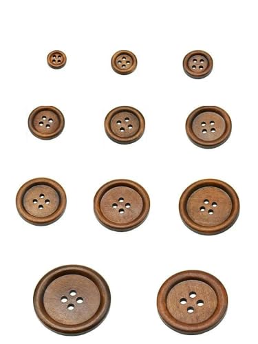 10 Stück 30 Stück Naturholz Runde Paspel Holzknopf 10-30mm Nähzubehör Kleidung DIY Dekorative Knöpfe Kaffee 4 Löcher-Knopf MT80-Durchmesser 25mm 10 Stück von QOVBD