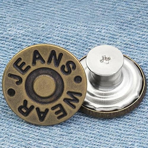 10 Stück Ersatz-Jeansknöpfe, 17 mm, nähfrei, abnehmbarer Jeansknopf aus Metall, mit Reparatur-Kombigewinde, Nieten und Schraubendreher-8 von QOVBD