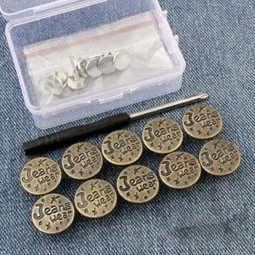 10 Stück Ersatz-Jeansknöpfe, Metallknöpfe ohne Nähen, abnehmbare Jeansschnallen, Hosenstifte, zum Verstellen der Taille, Nägel, Knopf-1 10 Stück Ersatz-Jeansknöpfe, Metallknöpfe ohne Nähen, abnehmbare Jeansschnallen, Hosenstifte, zum Verstellen der Taille, Nägel, Knopf-1 von QOVBD